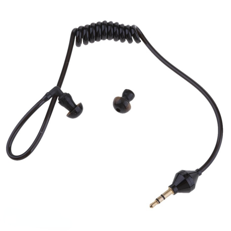 Earphone Headset Mono 3.5Mm Stereo Mikrofon Tabung Udara Earpiece Tunggal Di Telinga Aksesori Hitam Pengganti