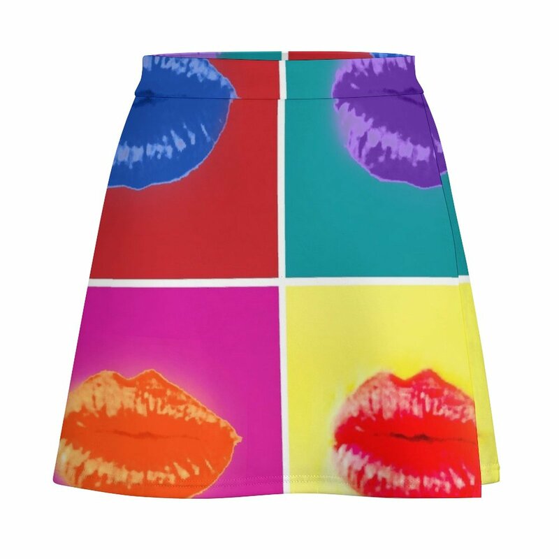 Kissing Warhol minifalda sexy para mujer, Falda corta