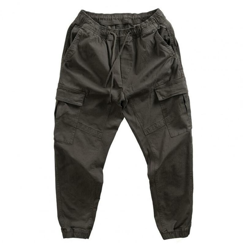 Pantalones Cargo transpirables con cordón para hombre, pantalones Cargo informales, cintura elástica, gran vida útil, otoño