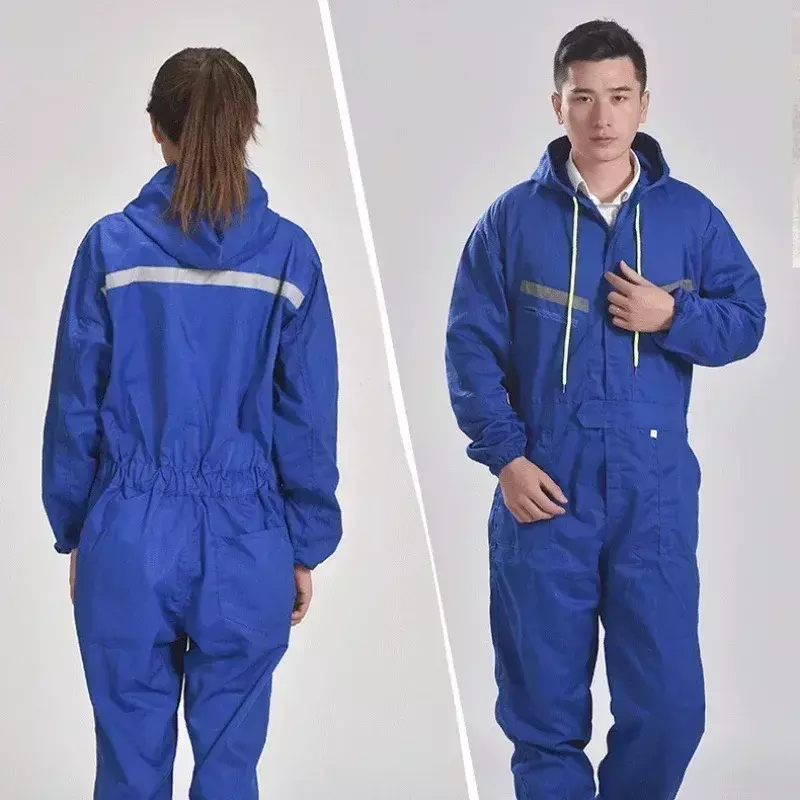 Working Hooded Coveralls Raincoat Overalls Dust-proof Paint Spray Clothing Hood Protective Safety Reflective Work Clothes