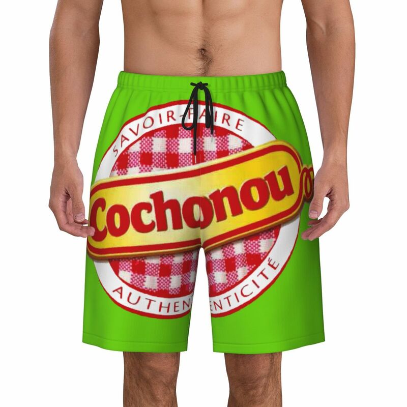 Cochonou กางเกงขาสั้นชายหาดสำหรับผู้ชาย, กางเกงขาสั้นโลโก้กางเกงขาสั้นแห้งเร็วกางเกงว่ายน้ำ