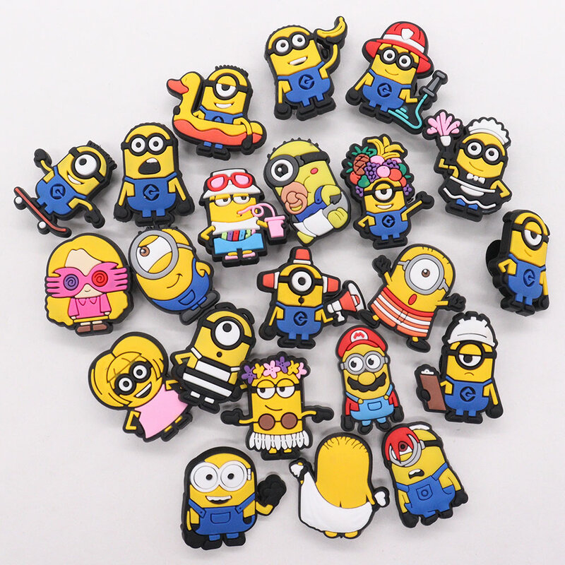 1-22PCS PVC Miniso Cartoon Minions Series Shoe Charms Sandals Shoes Accessories For Clogs Pins Garden Shoes Decorations Kid Gift