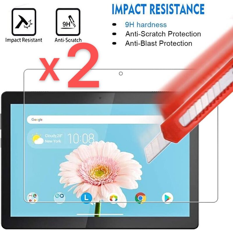 2Pcs Tablet Tempered Glass Screen Protector Cover for Lenovo TAB M10 TB-X605F/TB-X505 10.1 Inch Full Coverage Screen