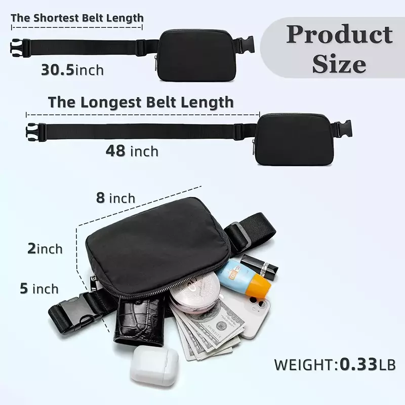 Personalizado Metal Crossbody Bag para homens e mulheres, 1L Sports Yoga Waistpack, Outdoor Running Handbag, Fitness Belt, 2021