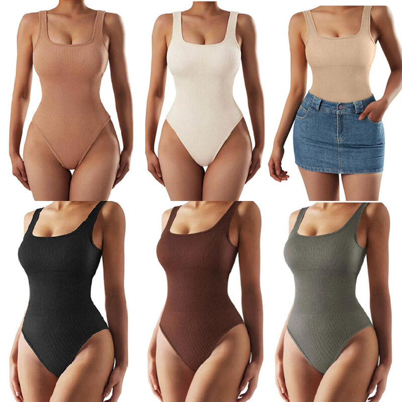 Solid Color Bodysuit Sexy Backless Ribbed Bodysuit Romper String Femme Sexy Sleeveless Tank Top Bodysuit Body Female Y2K 2023