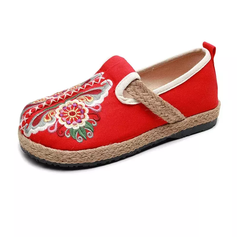 Zapatillas etniczne obuwie Casual jesienne nowe oddychające haftowane buty