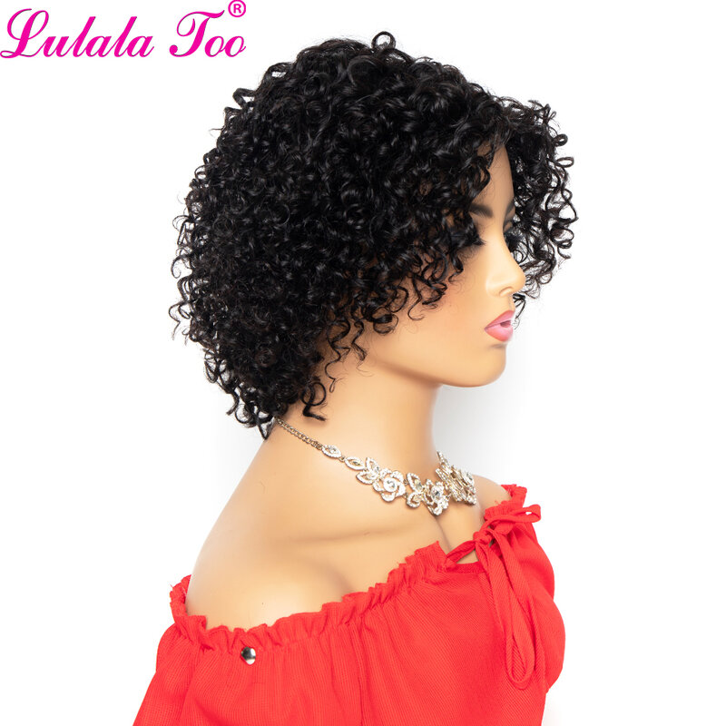 Peruka z kręconych włosów typu kinky krótki bob peruki z ludzkich włosów brazylijski Remy Glueless peruki 150% gęstość dla kobiet Natural Color Yepei Hair