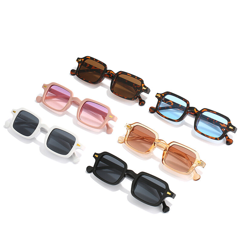 Fashion Square Sunglasses Women Rivets Decoration Sunglasses Gradient Shades UV400 Eyewear Men Leopard Blue Sports Sun Glasses