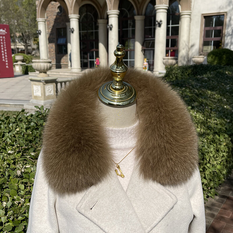 100% Real Fox Fur Scarf Straight Collar Coat Decoration Large Scarf Fur Shawl Women Jacket Raccoon Collar Fur Scarves Detachable