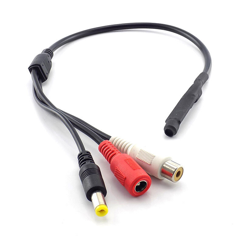 Mini mikrofon mikrofon Audio CCTV dla kamera Audio bezpieczeństwa Monitor dźwięku odebrać kabel zasilający RCA do kamera telewizji przemysłowej DVR H10