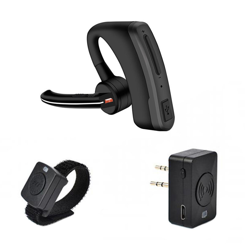 Sem fio rotativo Walkie Talkie Headset, 2 Way Radio, bateria alimentado fone de ouvido, fone de ouvido com microfone, compatível com Bluetooth