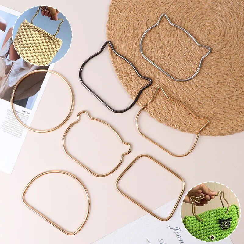1Pc Bag Handle Hardware Accessories Round Bear Head Cat Head Square Carry Ring Portable Replacement Handbag Luggage Fashion DIY