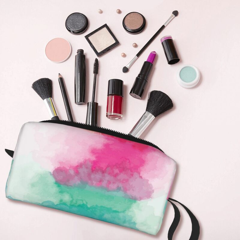 Watercolor Rainbow Blend Makeup Bag Cosmetic Organizer Storage Dopp Kit Toiletry Cosmetic Bag Women Beauty Travel Pencil Case