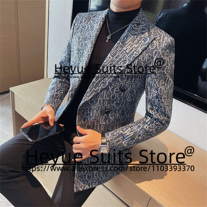 Fashion Prom Men Suits Slim Fit Double-breasted Groom Formal Tuxedos2 Pieces Sets Custome High Qublity Male Blazer Costume Homme
