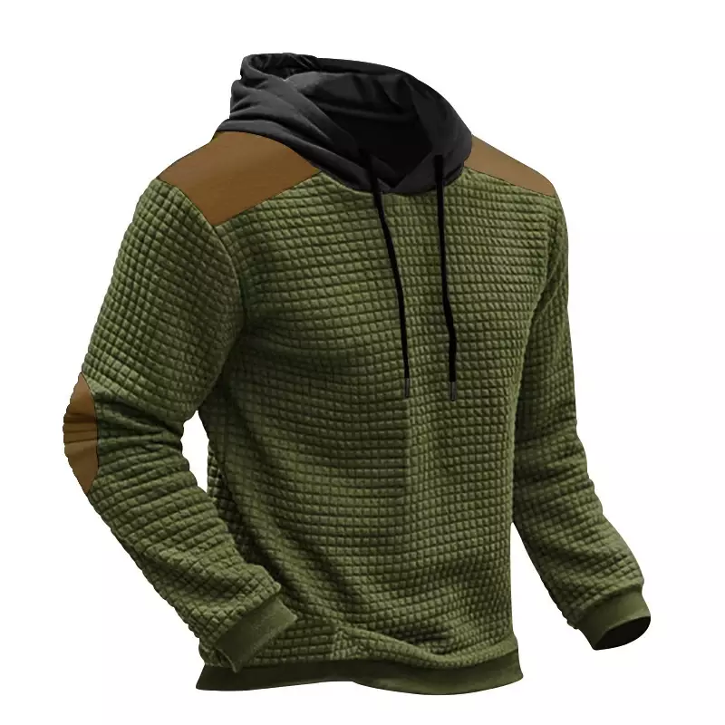 Casual Men's Hoodie Patchwork Long Sleeve Hooded Sweatshirt New Spring Fashion Waffle Breathable Hoodies Men Sweatshirts Vintage