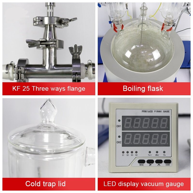 Perlengkapan Laboratorium ZOIBKD ZNCL-20L Kit Distilasi Jalur Pendek Dilengkapi dengan Cryopumpp dan Pompa Vakum