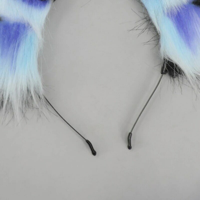 Y166 ウルフ耳ヘアバンドアニメーションメイドヘアフープハロウィンドレスアップパーティーヘア装飾