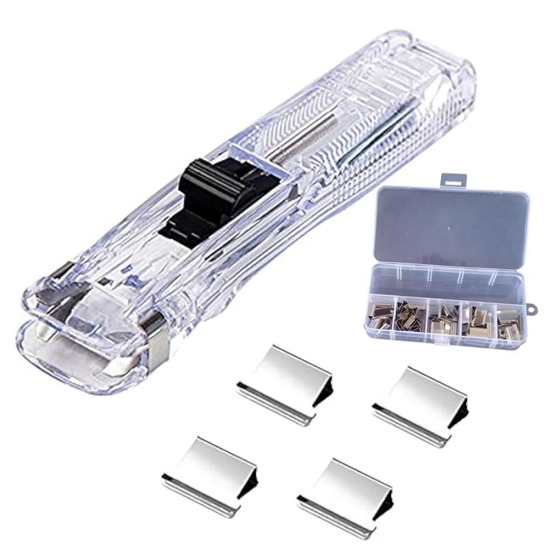 Handheld Paper Clip Dispenser, rápido portátil Paper Clipper, Clipes de metal prata reutilizáveis, Documento Desktop, durável, 50