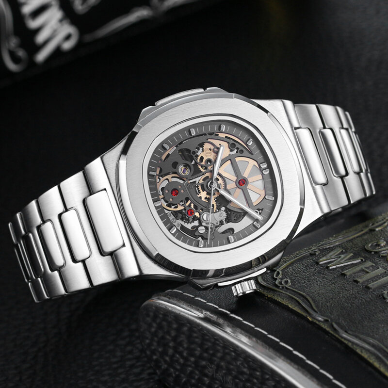 Luxus Automatische Uhr Für Männer Casual Business Stainelss Stahl Montre Homme Mode Skeleton Dive Mechanische Uhr Dropshipping