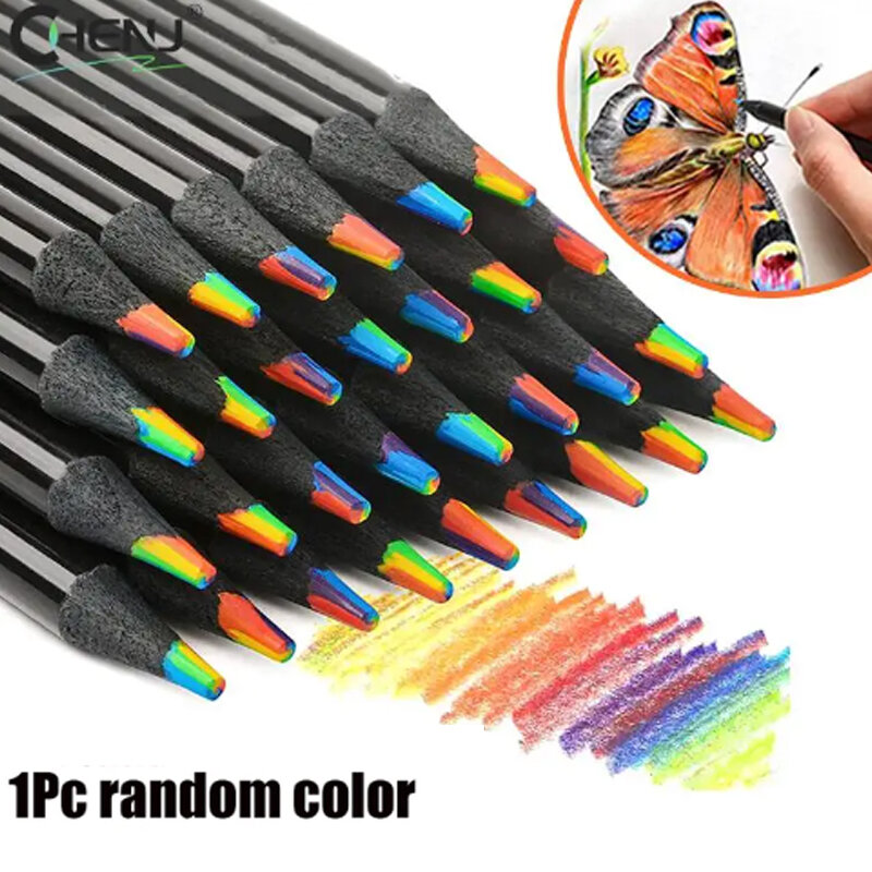 Lápis de cor jumbo para desenho artístico, Lápis gradiente, arco-íris, cores aleatórias, lápis multicoloridos, colorir e esboçar, 1pc