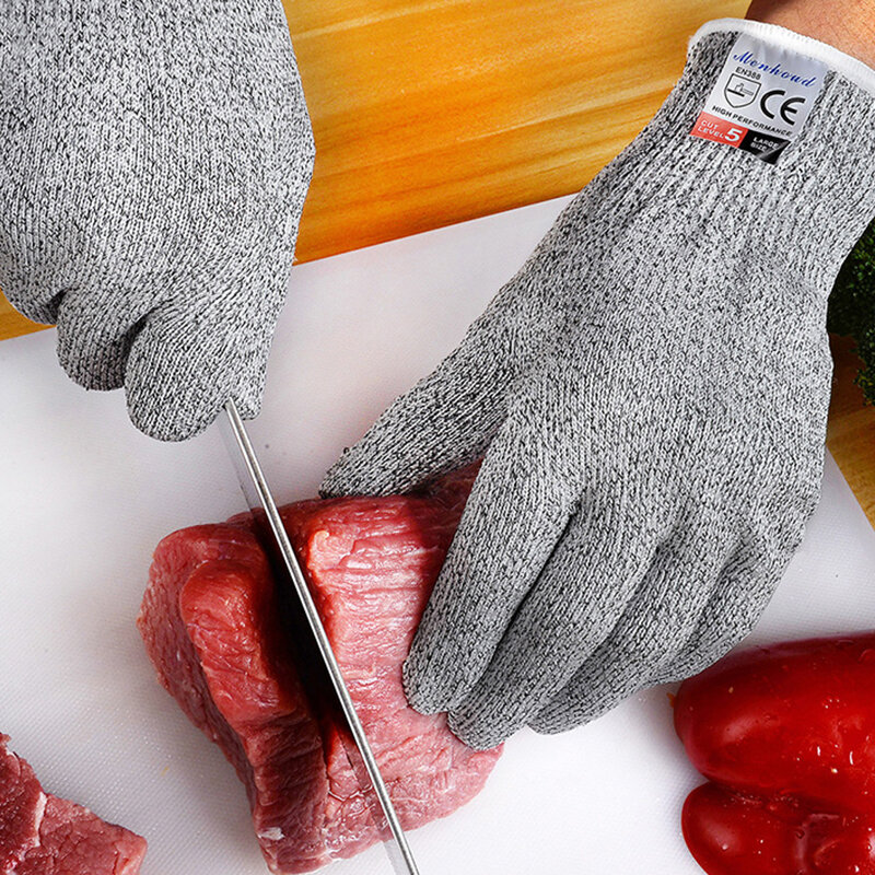 Sarung tangan Anti potong kelas 5, perlindungan hortikultura perlindungan keselamatan pemotongan kaca antigores HPPE dapur