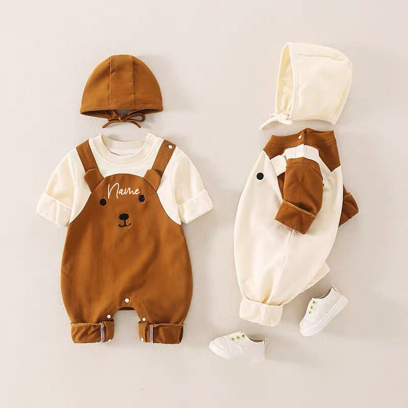 Комбинезон для новорожденных с мультяшным рисунком на заказ, детский модный костюм для альпинизма в Корейском стиле с вышивкой и полной луной