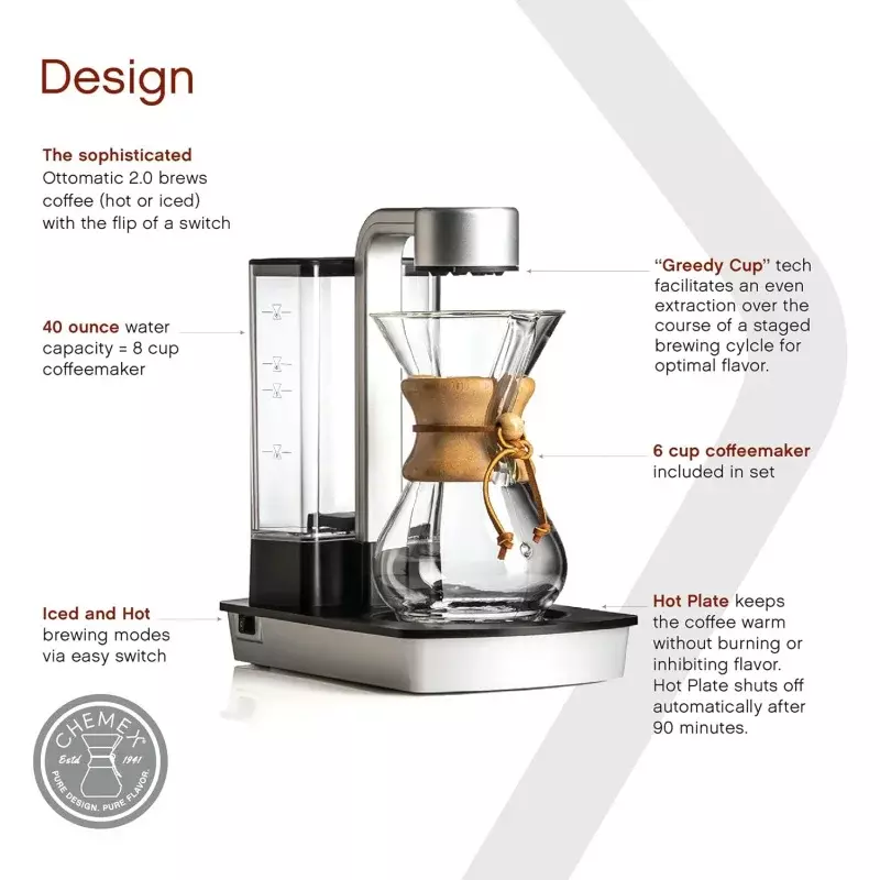 ケミックス-自動コーヒーメーカーセット、40オンス容量、6カップ