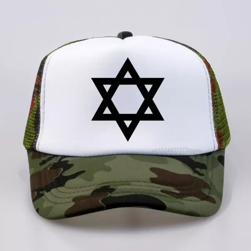หมวกเบสบอลรูปดาวหกแฉกสำหรับผู้ชายหมวกสัญลักษณ์แฟชั่นทางศาสนารูปดาวหกแฉกสำหรับฮิปสเตอร์แฟลชได้