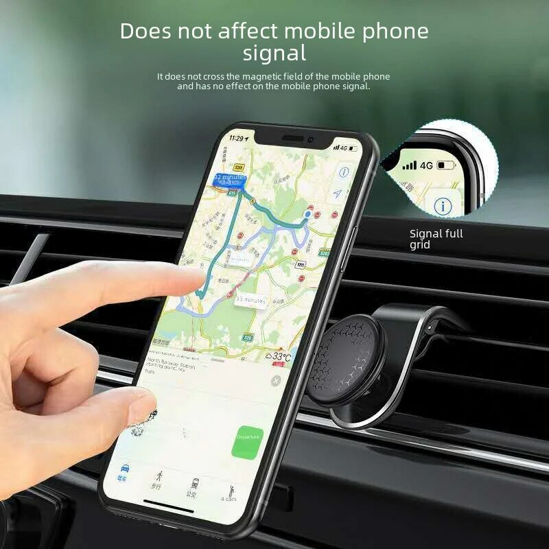 Creative Metal Magnetic Car Phone Holder 360 Degree Rotation Multi-functional Air Vent Mount For Car Interior