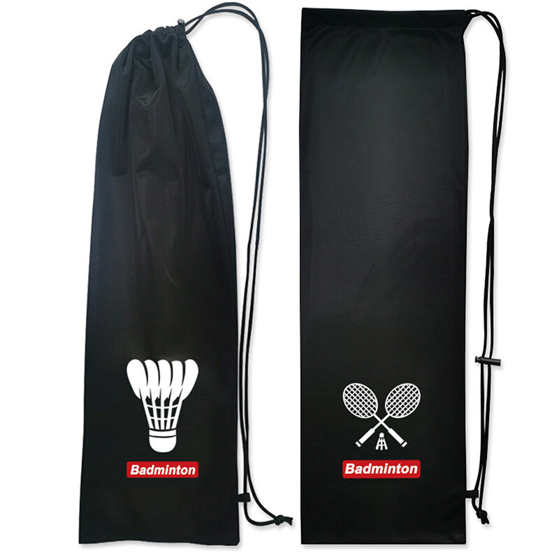 バドミントンラケット用ポータブルカバー,ソフト収納バッグ,ドローストリング付きポケット,テニスラケットの保護