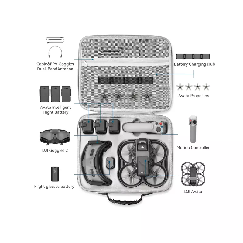 Custodia per il trasporto per DJI Avata 2 scatola di immagazzinaggio per DJI Avata occhiali 2/Integra valigia accessori per droni borsa a tracolla antispruzzo