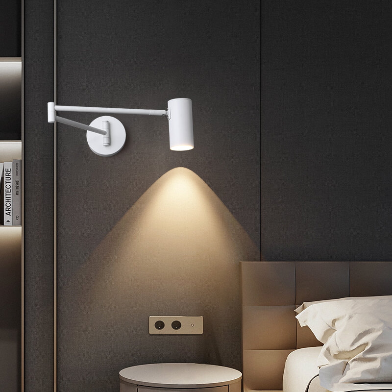 Nordic lampu dinding LED Modern kiri kanan putar lampu dinding untuk kamar tidur ruang tamu belajar ruang makan rumah dalam ruangan lampu dinding tangga
