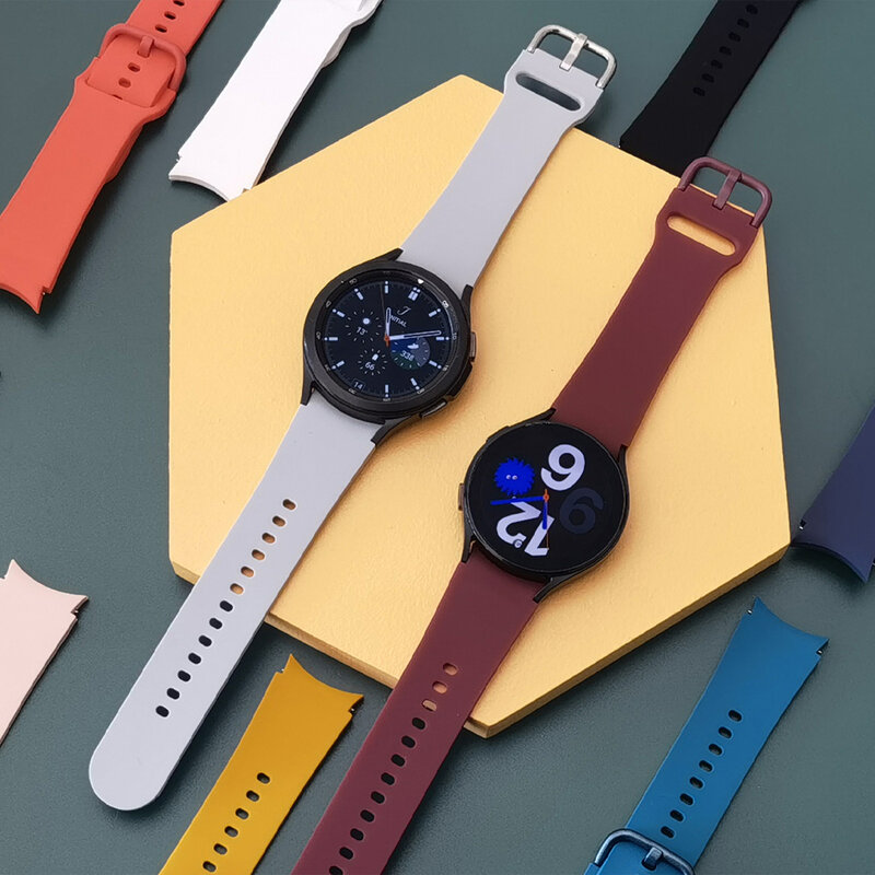Pulseira de Relógio de Silicone para Samsung Galaxy Watch, Banda para Galaxy Watch 5, 4, 44mm, 40mm, 6 Classic 5 Pro, 46mm, 45mm, 47mm, 43mm, 20 milímetros