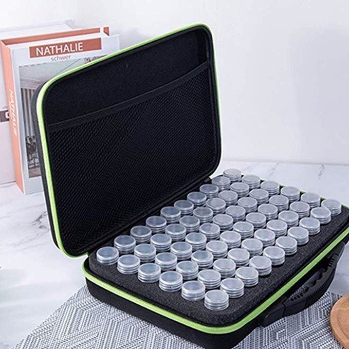 with Mesh Compartment and 60 Plastic Bottles Nail Diamond Painting Bag Tool Private Label 60 Slot Diamond Painting Storage Case