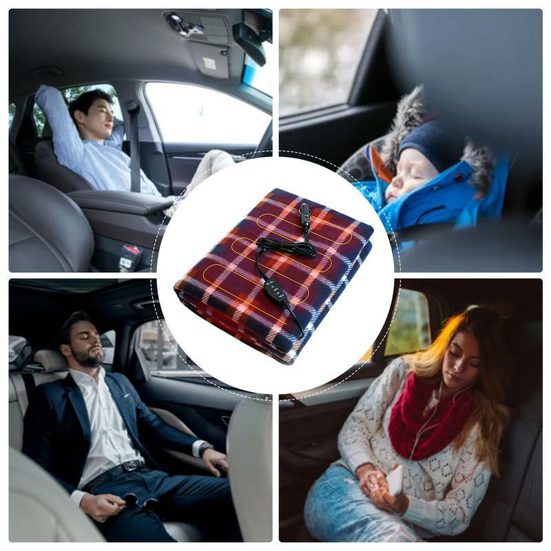 Viagem carro elétrico portátil cobertor aquecido, 12 volts, veículo portátil, ao ar livre, máquina lavável, isqueiro, Camping