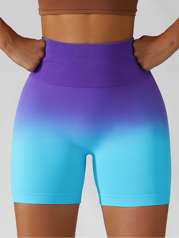 Pantalones cortos deportivos de Yoga sin costuras para mujer, Shorts de cintura alta con realce, ajustados, transpirables, para Fitness, entrenamiento, correr