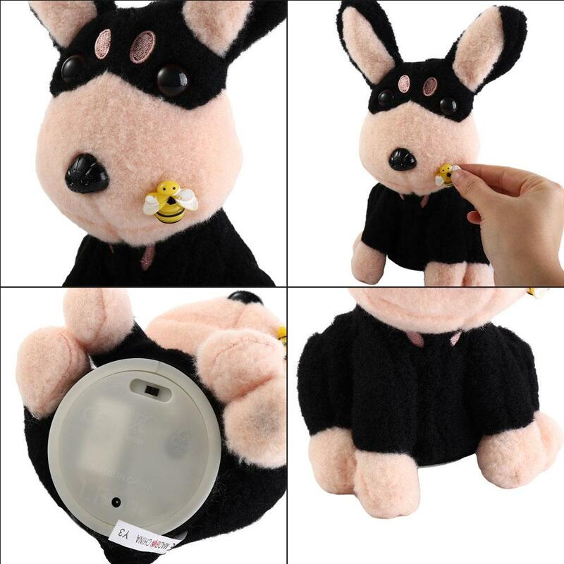 Learn To Talk Electric Bee Dog Plush Toy Can Bark Black Dog Stung By Bees Dog Syuffed Toys Recording Simulation