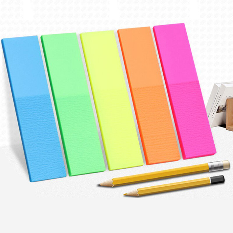 100 folhas colorido marcador memo adesivo papel fluorescente auto adesivo bloco de memorando pegajoso notas família e escritório material escolar