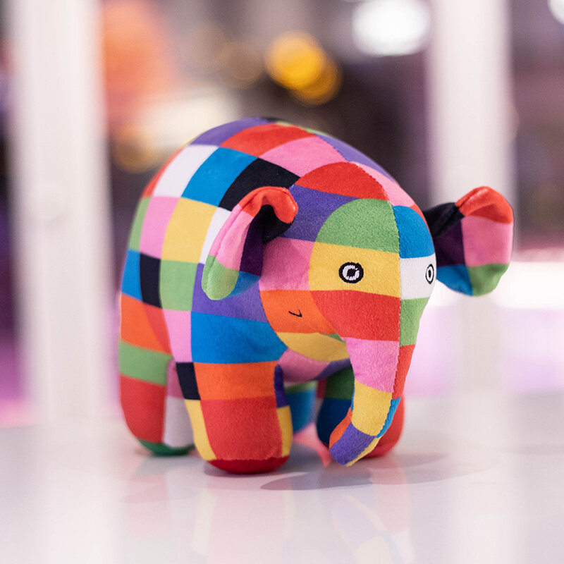 Figura de Elmer el elefante de 30CM Kawaii, muñeco de peluche de dibujos animados, elefante a cuadros, Emma, juguete de peluche, regalo de Navidad para niños