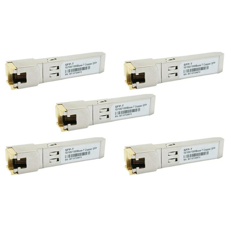 5X Gigabit RJ45 modulo SFP 10/100/1000Mbps SFP rame RJ45 ricetrasmettitore SFP Switch Gigabit Ethernet
