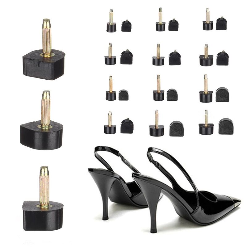 Puntas de reparación de zapatos de tacón alto para mujer, tapones de tacón, protectores, elevadores, reemplazo para grifos de punta de tacón alto, color negro, 10 piezas