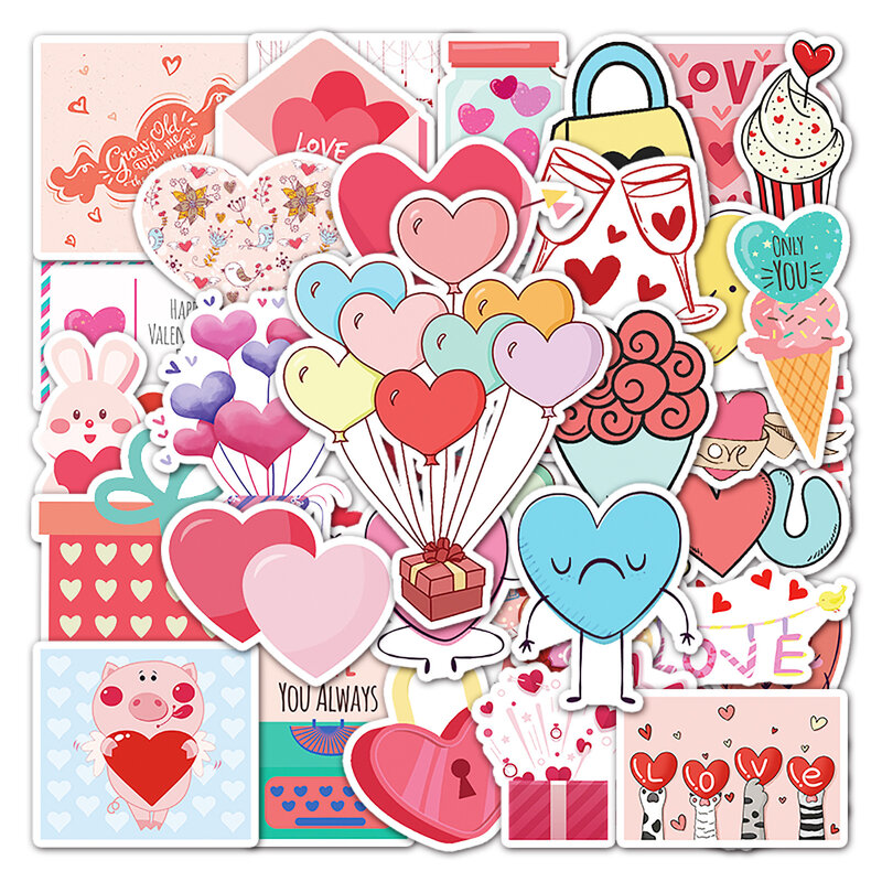 ملصقات جرافيتي مخصصة لسلسلة عيد الحب ، مناسبة للكمبيوتر المحمول ، خوذات ، ديكور سطح المكتب ، ألعاب ذاتية الصنع ، 50 * *