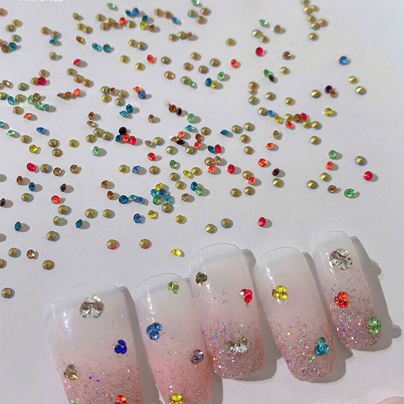 HNUIX 1440pcs Nail tip bottom Crystal Rhinestone 3D With Colors Nail Art Rhinestone Small size with quality For Nail Decoration