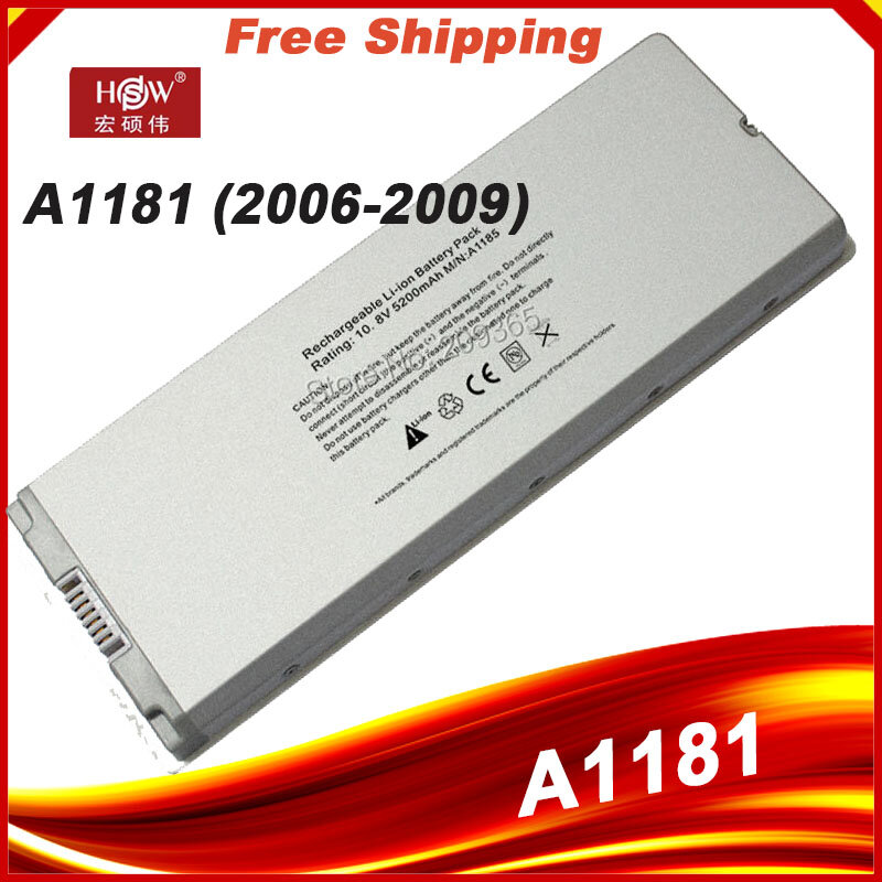 Batterie blanche pour ordinateur portable Apple MacPle13 ", discreA1185 A1181 MA566FE/A MB881LL/A, 55Wh