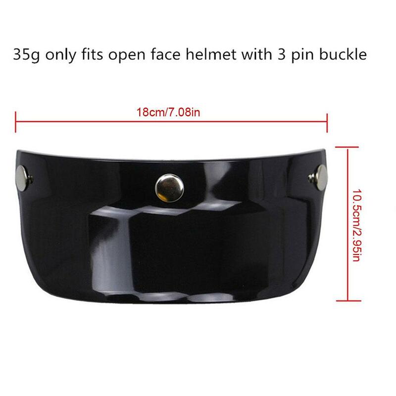 Motorcycle Helmet Sun Shade Protector 3 Snap-Button Retro Open Face Flip Up  Down Visor Wind For Motorbike Helmet