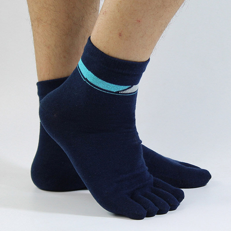 Calcetines de vestir de algodón con dedos de los pies para hombre, calcetín desodorante de estilo japonés a rayas de cinco dedos, 5 pares