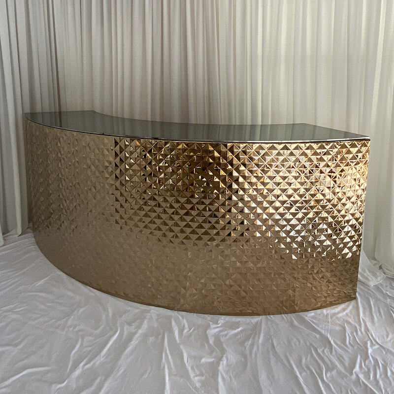 Mesa de altura de barra redonda de acero inoxidable de lujo moderno, Mostrador de Bar de alquiler de boda para eventos