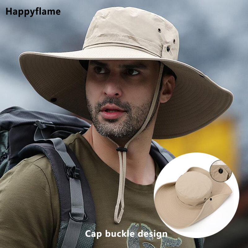 New Sun Protection Fishing Hat Summer Breathable Mesh Camping Hiking Caps Anti-UV Sun Hat Mountaineering Caps Men's Panama Hat