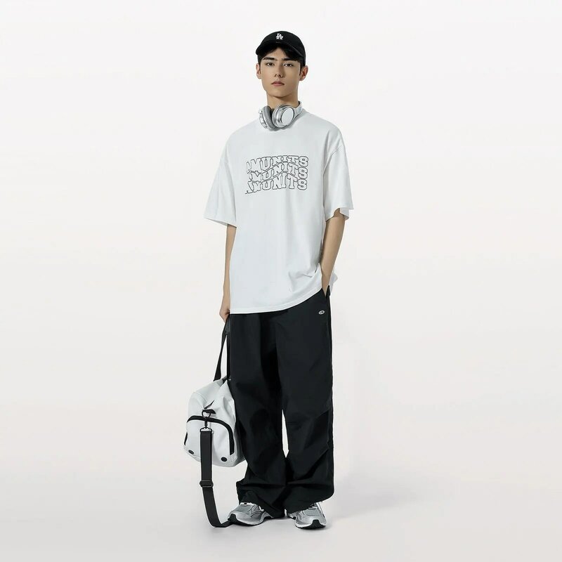 Camiseta estampada personalizada masculina, blusa de manga curta de casal, carta criativa solta, coreana, simples, moda Y2K, verão
