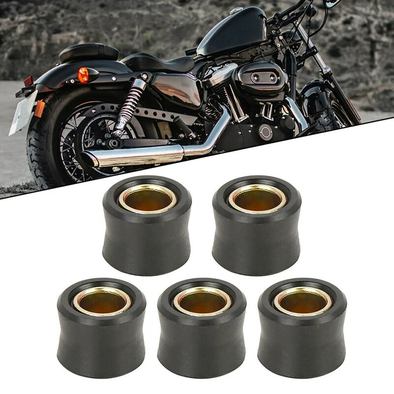 Amortiguador trasero Universal para motocicleta, 5 piezas, 12mm, anillo de goma, color negro